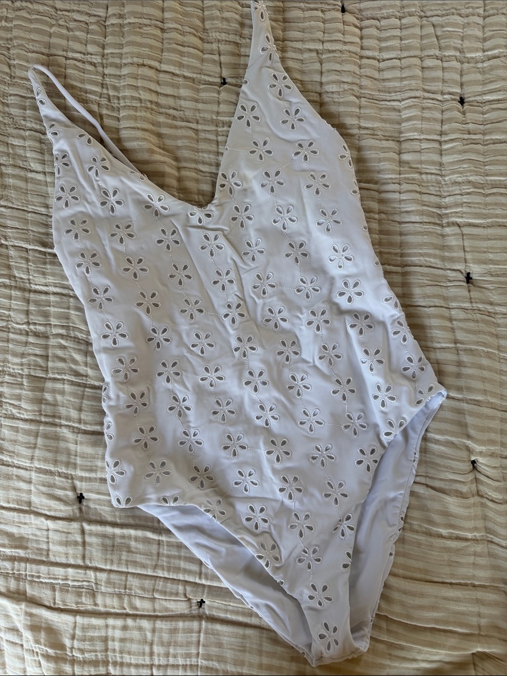 Beach Riot White Eyelet Floral One-Piece Swimsuit